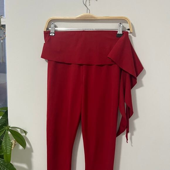 Carbon38 Red Ruffle Tie Waist 7/8 Length Leggings Size Medium - Picture 3 of 6